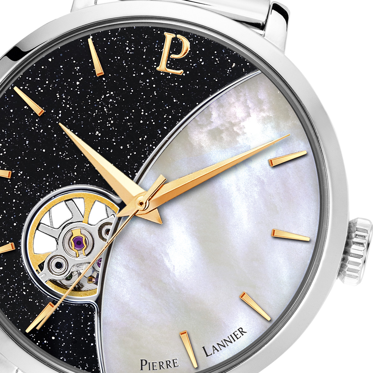 Montre Pierre Lannier femme automatique acier bracelet maille milanaise