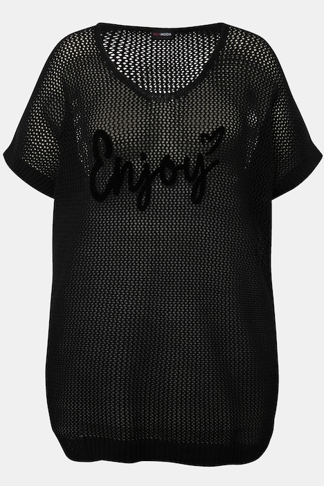 Pullover, oversized, Ajourstrick, ENJOY, V-Ausschnitt