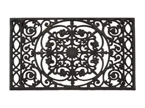 Paillasson tapis extérieur entrée résistant pluie fonte marron 68cm