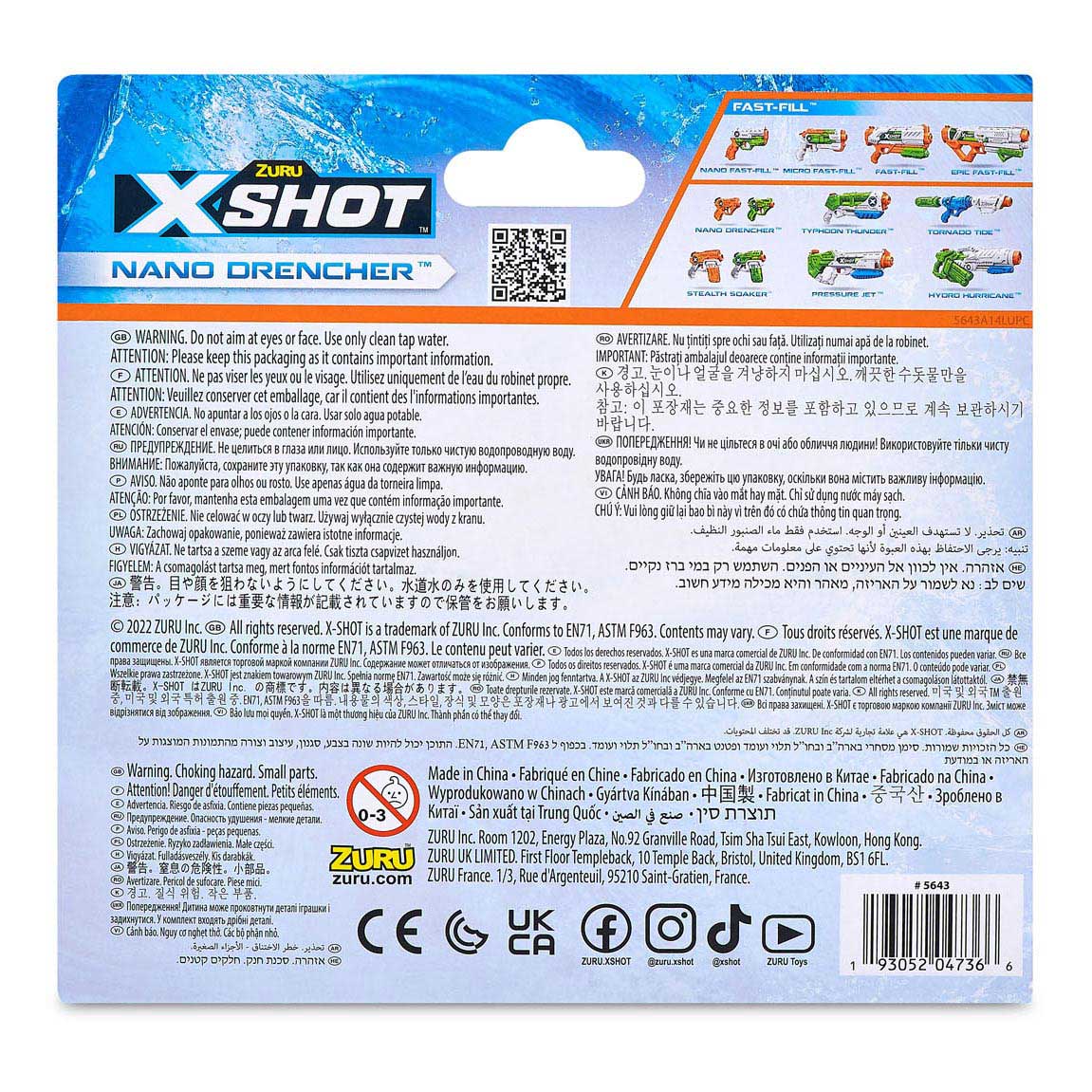 ZURU X-Shot Waterpistool Nano Bencher, 80ml