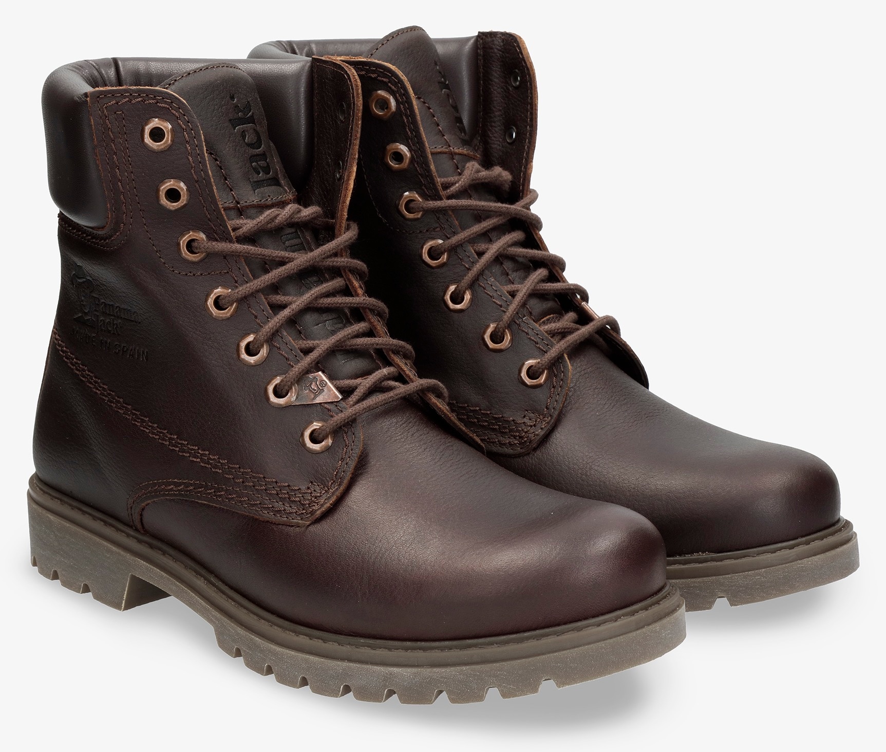 Panama Jack Schnürboots  , Blockabsatz, Schnürstiefelette, Outdoorschuh mit Ziernähten