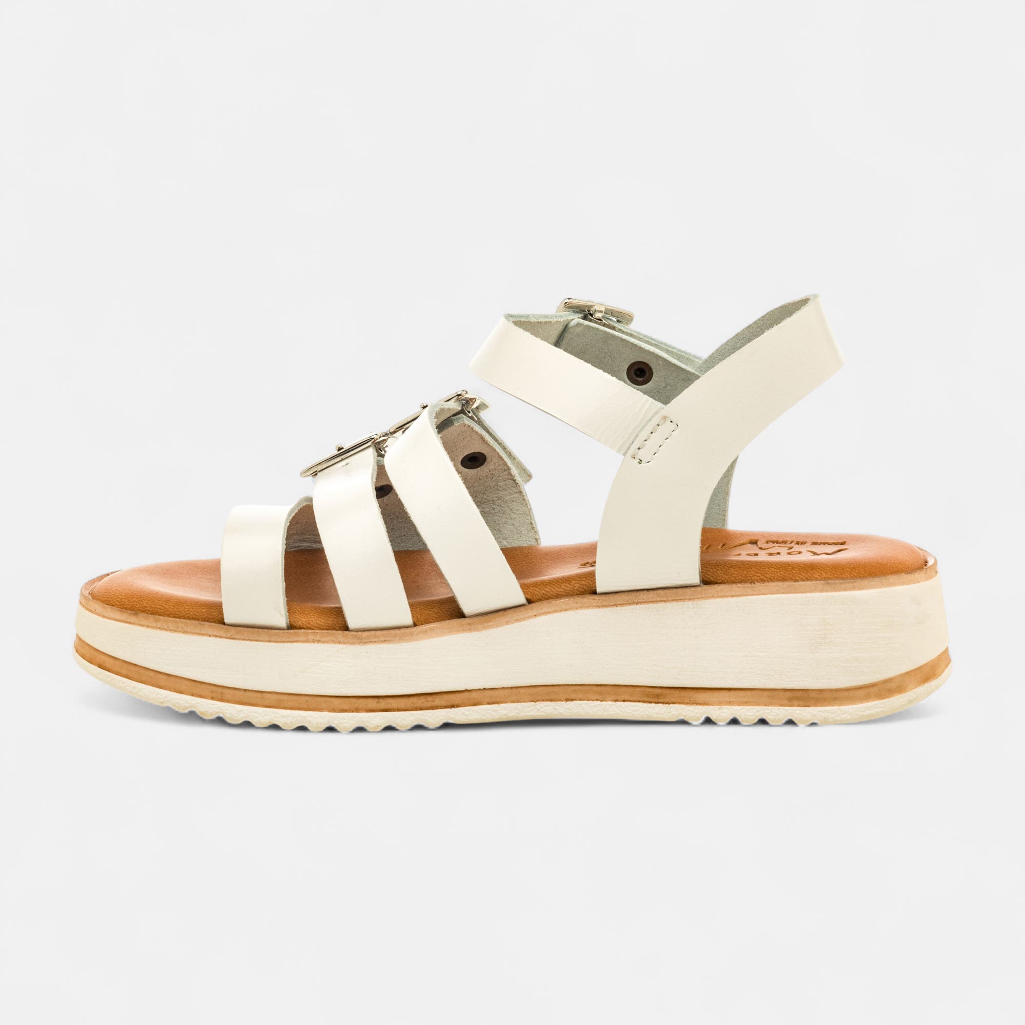 Nu-pieds Fille en cuir blanc