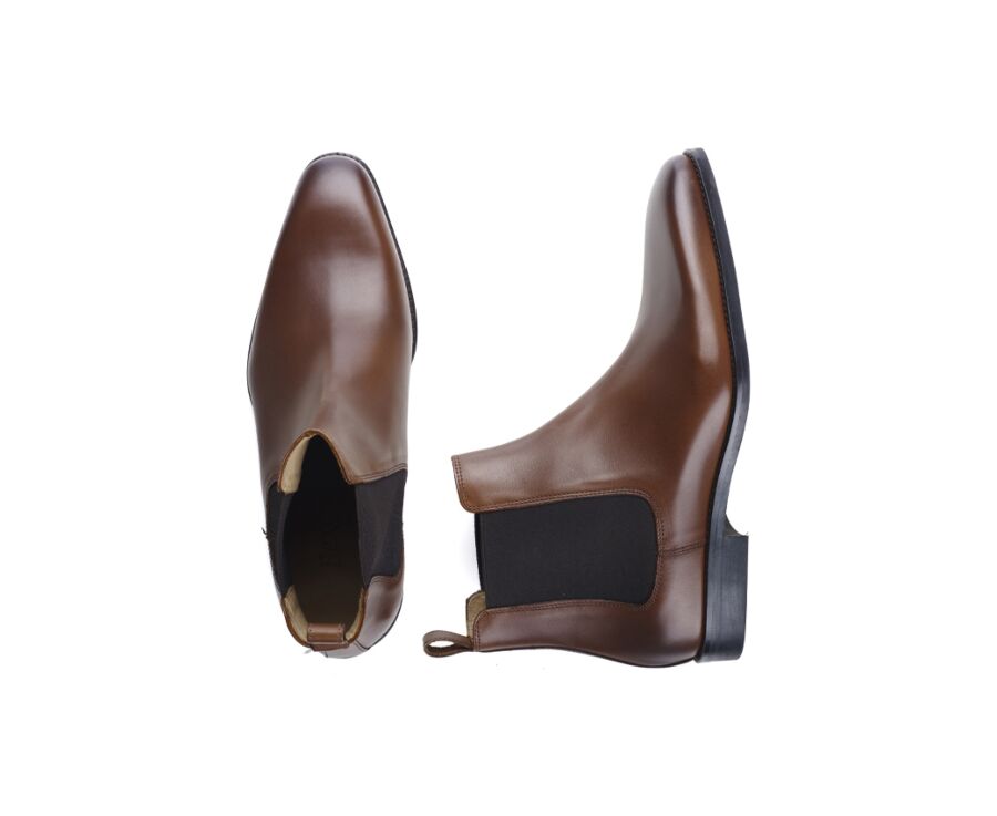 Boots cuir homme Châtaigne Patiné - BERGAME GOMME VILLE