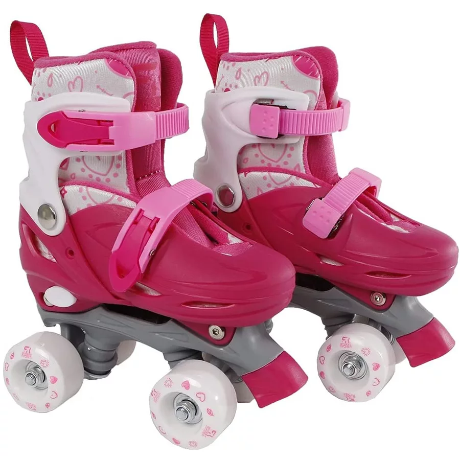 Van Manen Rollschuhe verstellbar für Kinder, mit zwei Schnallen Rosa 27 - 30 Rosa
