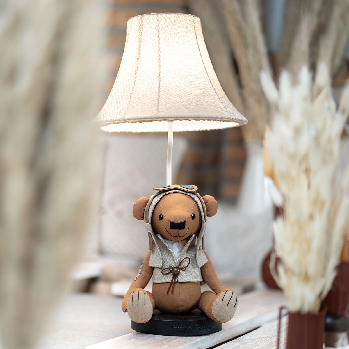 Kinder tafellamp beer bruin incl LED - Charles