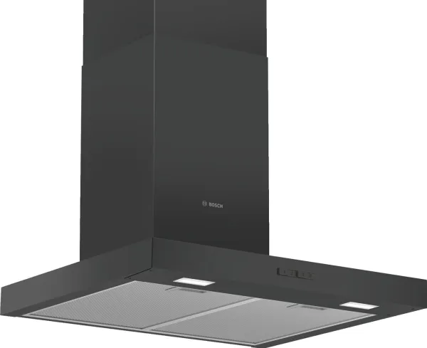 Bosch Serie | 2 DWB66BC60 - Hætte - skorsten flad - bredde: 60 cm - dybde: 50 cm - udtrækning og recirkulation (-) - sort