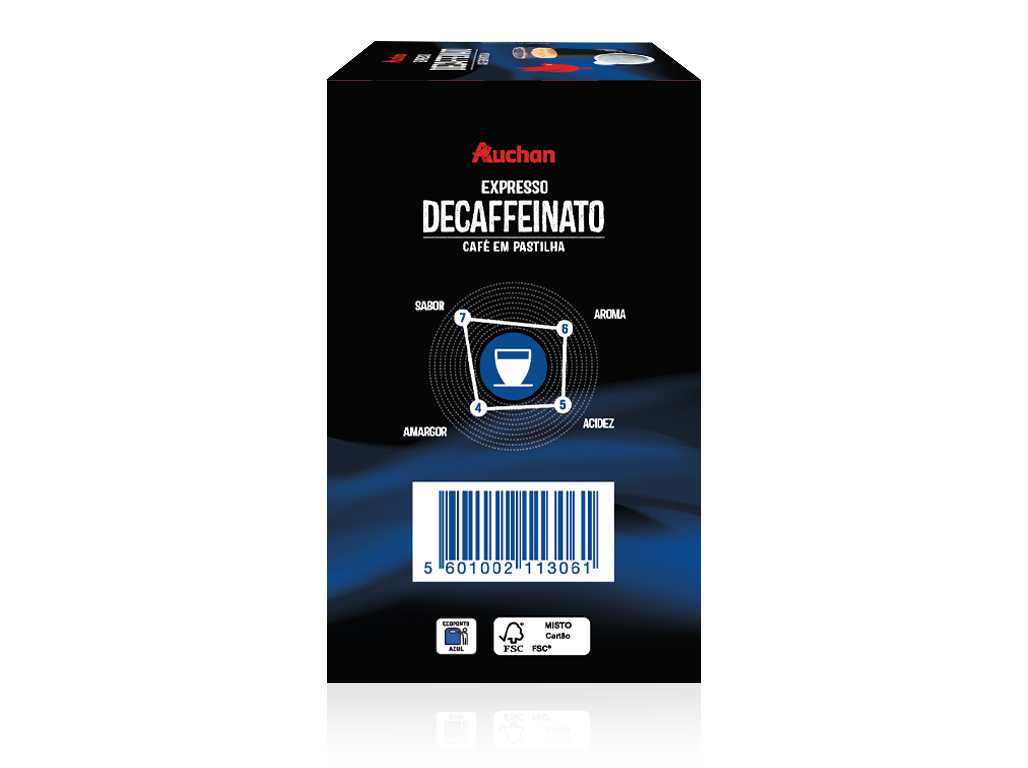 PASTILHAS AUCHAN CAFÉ DESCAFEINADO INTENSIDADE 8 15UN