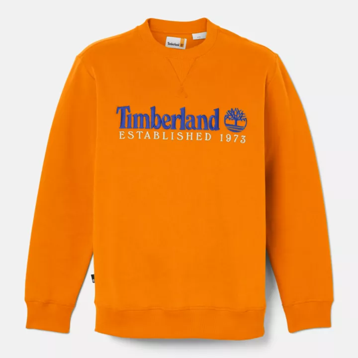 Moletom masculino laranja com gola redonda e logo 