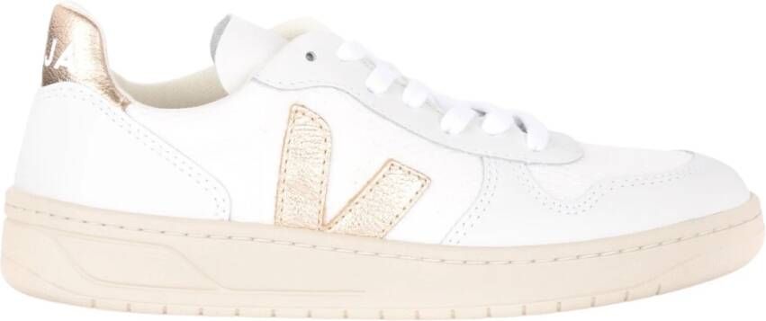 Veja V-10 Chromefree Leather Sneakers Wit Platine Vx0502935 White