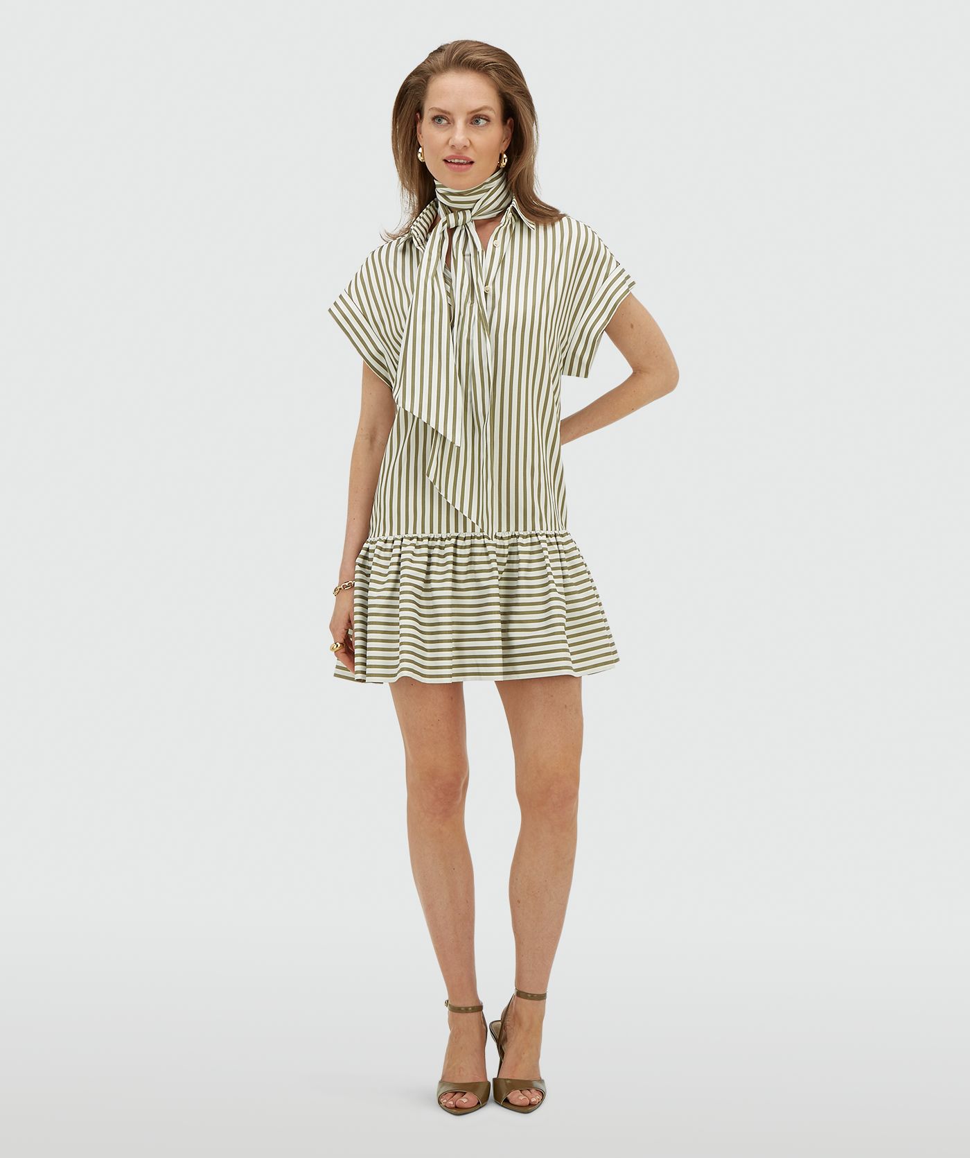 JV-CATO oversized blousejurk met strepen - dark pistachio stripe