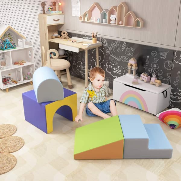 Myke byggeklosser Sett med 4 skumbyggeklosser Gigantiske byggeklosser Byggeleker Skumklosser for 1-3 år gamle barn Kunstskinn EPE