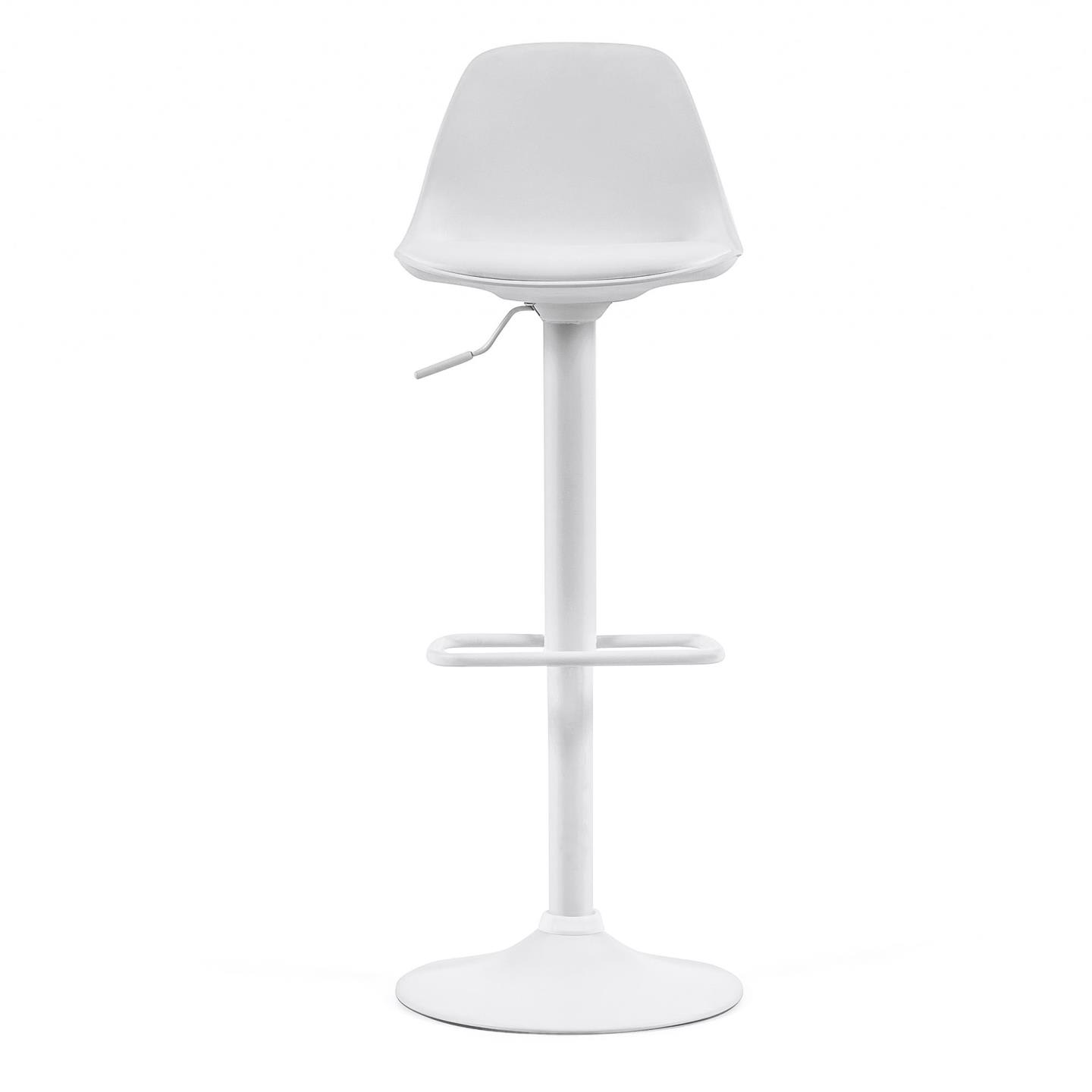 Kave Home - Orlando-T barkruk wit kunstleer en mat wit staal 60-82 cm