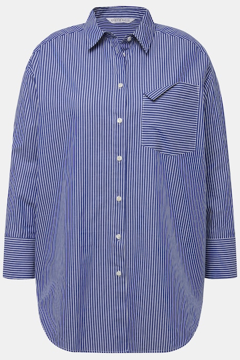 Hemd, oversized, Streifen, Hemdkragen, Langarm