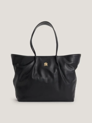 Bolsa de couro com placa de brasão