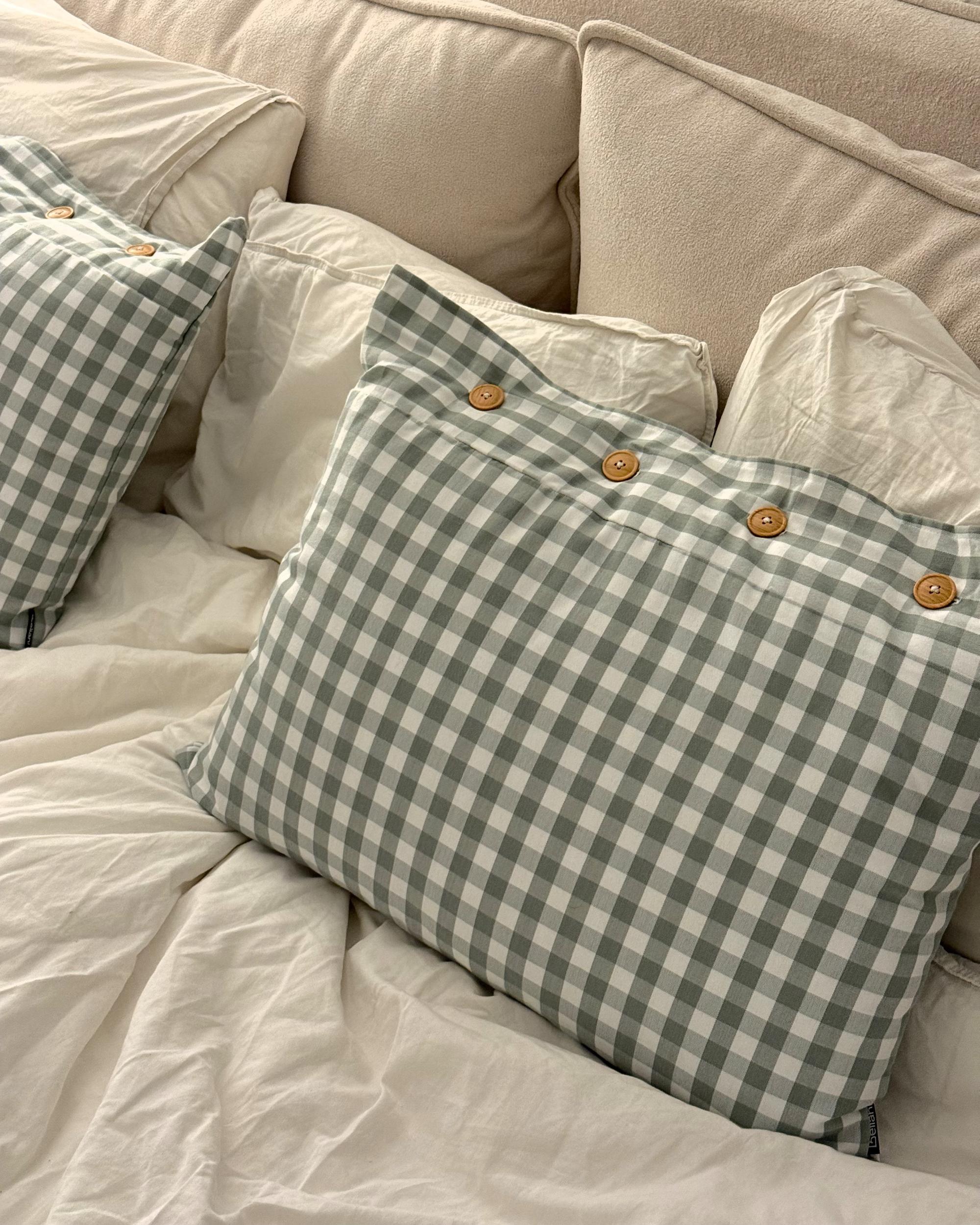 Sierkussen TALYA 40 x 60 cm Mintgroen geblokt patroon