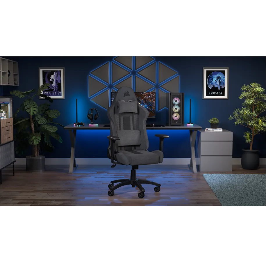 Corsair | TC100 Relaxed (Fabric) - Gamingstol - Stof - Op til 120 kg | Sort/Grå