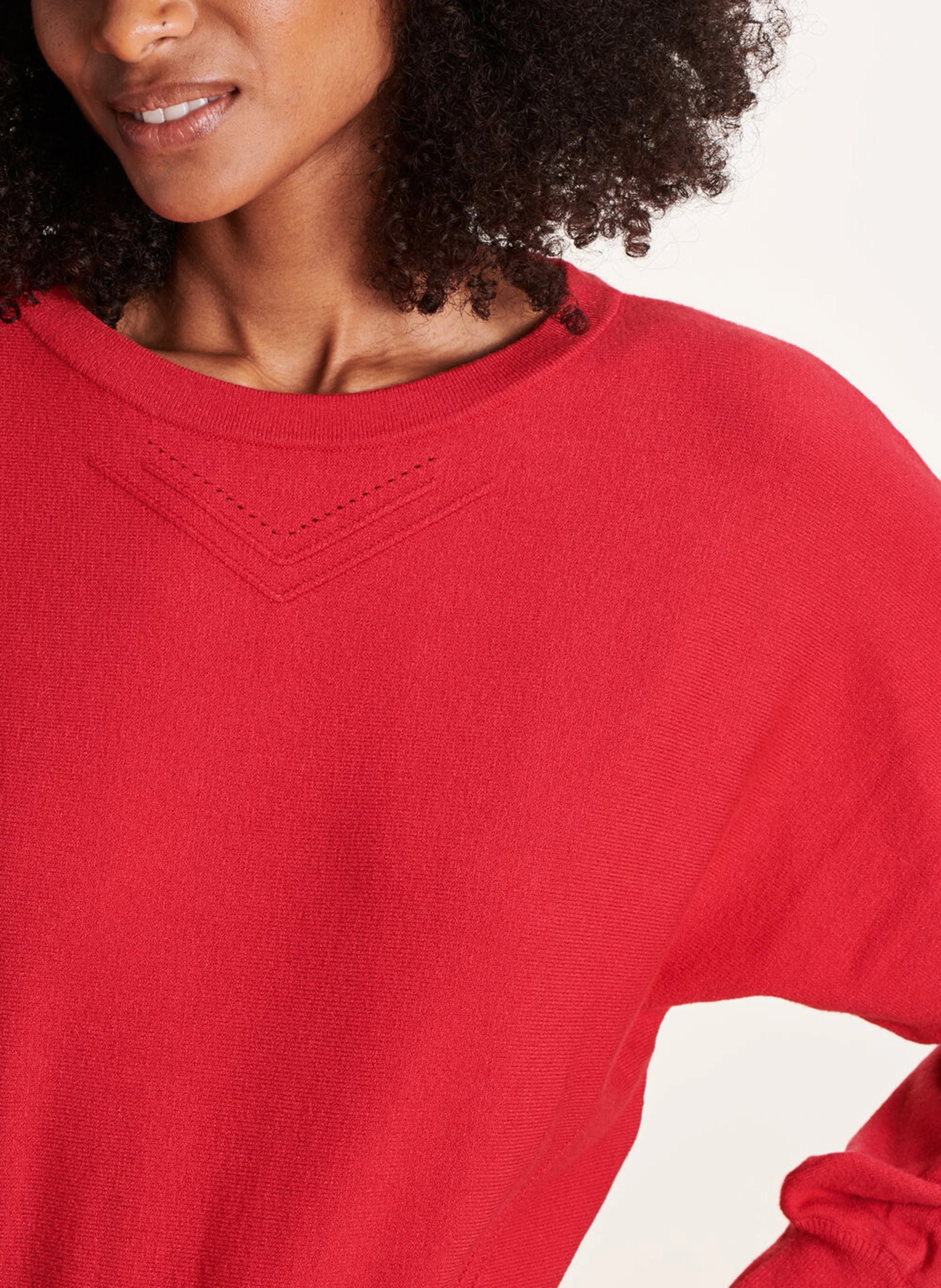 Pull col rond droit en maille | Rouge