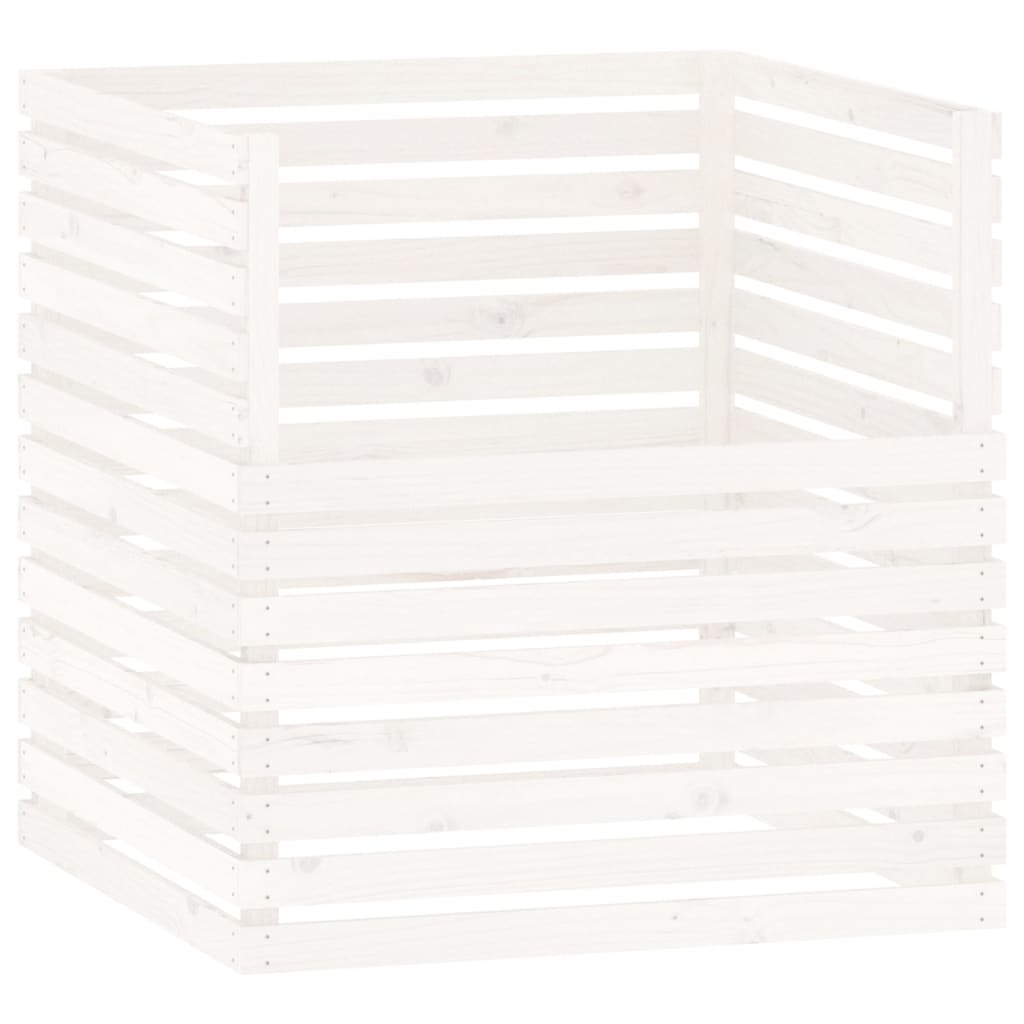 Composteur blanc 100x100x102 cm bois massif de pin