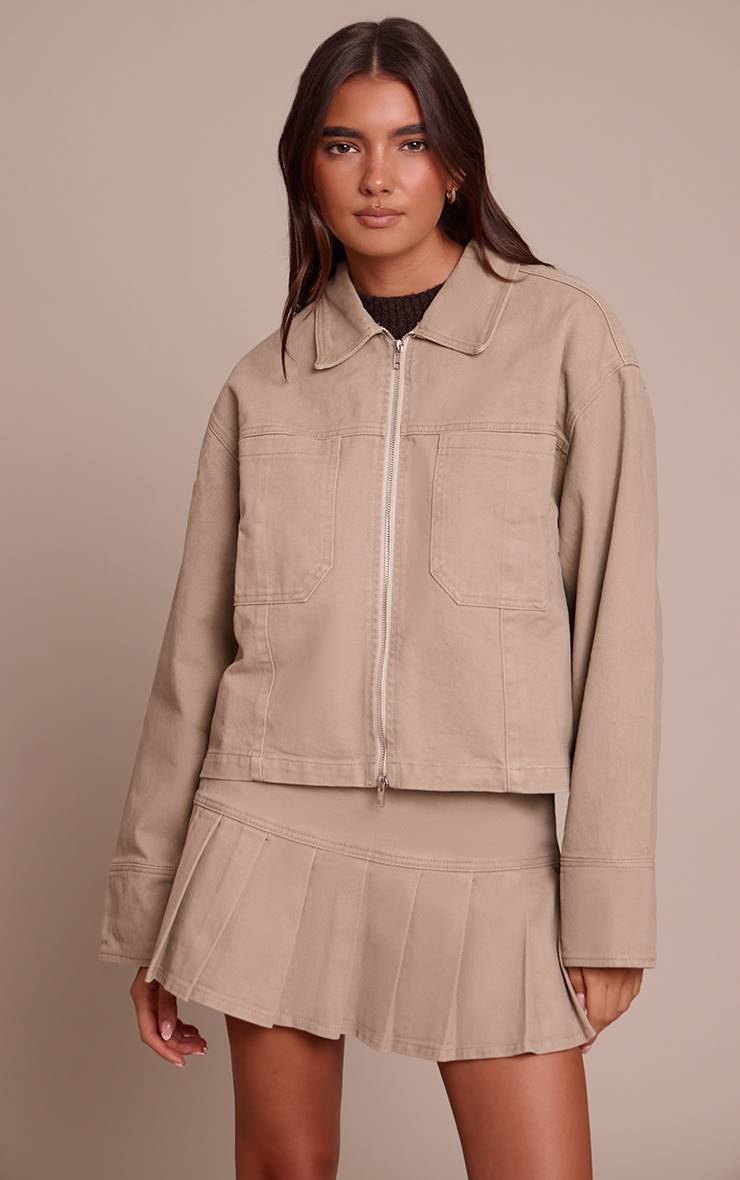 Gris Pierre Mini-jupe En Denim Plissée