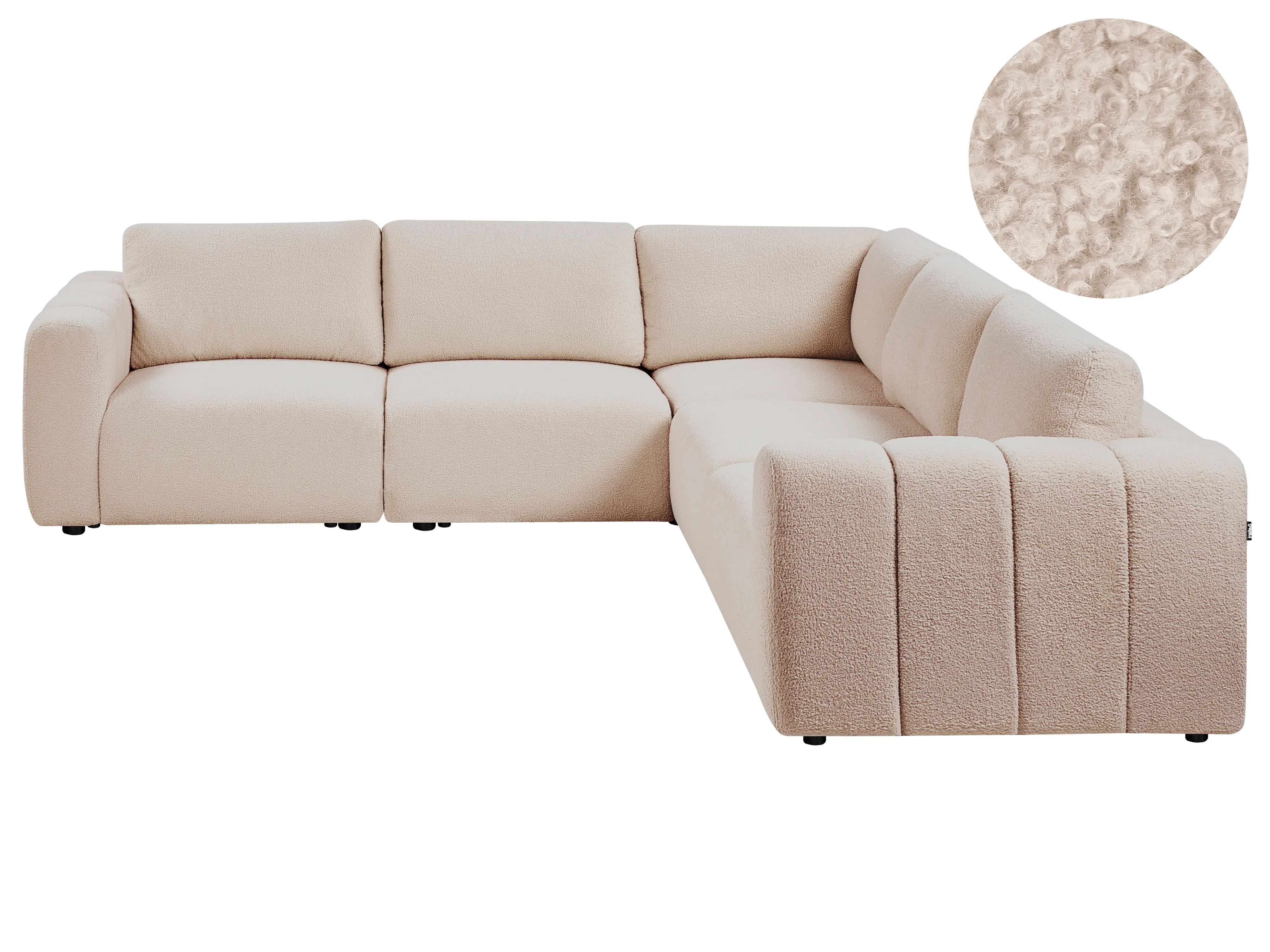 Modulaire hoekbank 5-zits KIVVIK Bouclé Beige linkszijdig