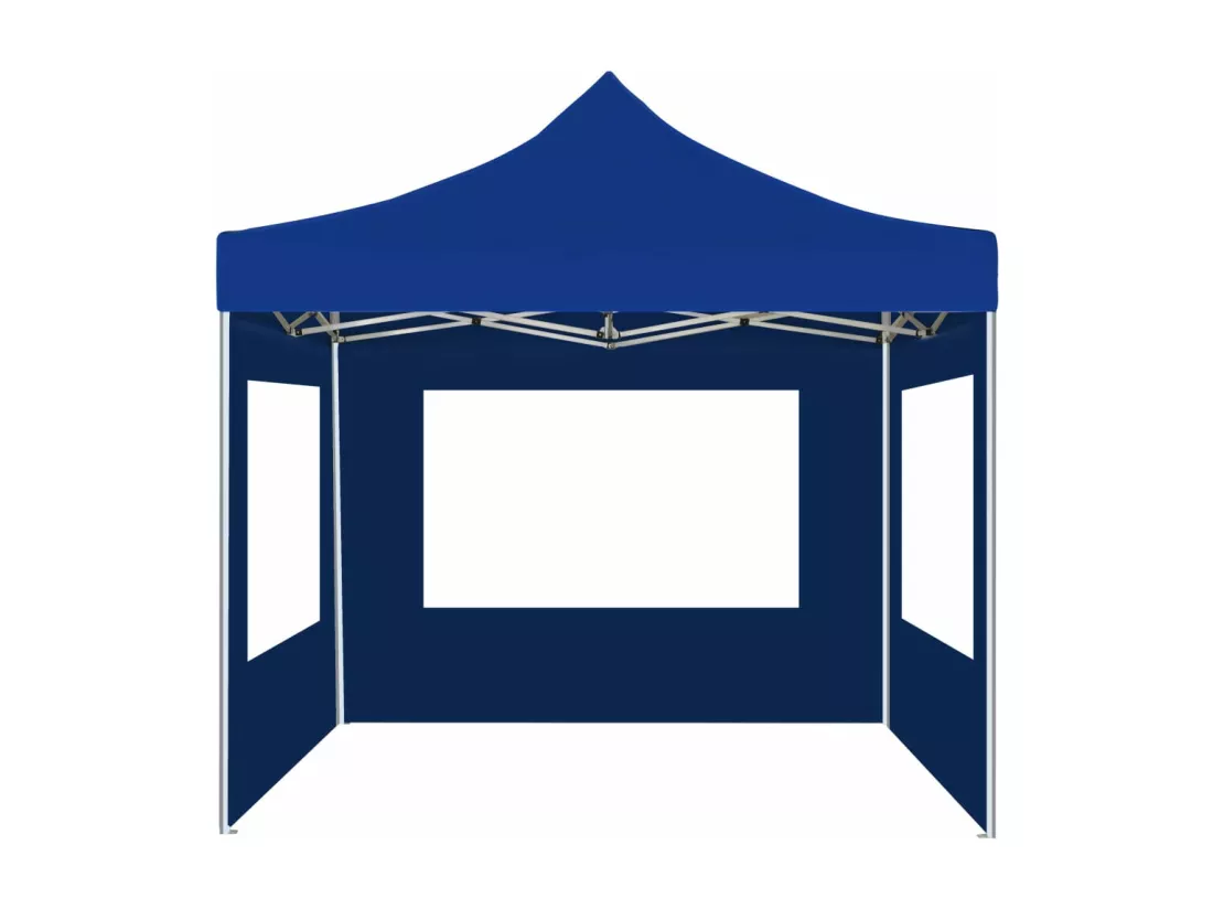 Tente de réception pliable avec parois Aluminium 2x2 m Bleu
