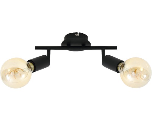 Plafondspot, 2-lichts, L 27,5 cm, zwart