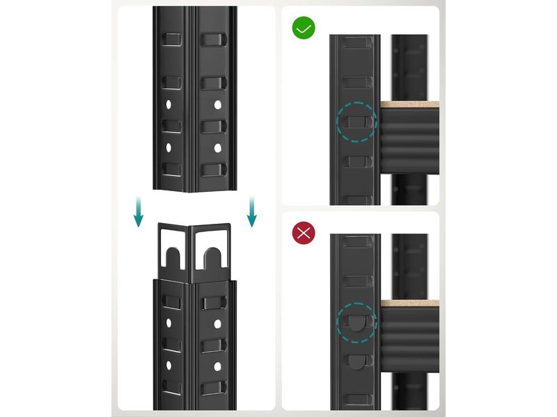 Songmics Regal 5 Ablagen Schwarz Zwei Schwerlastregale