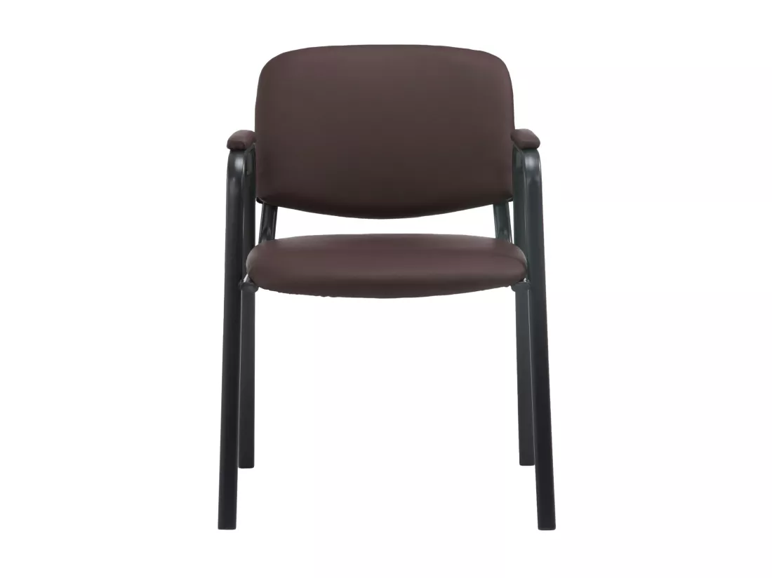 Chaise de conférence - Similicuir & Métal noir mat - Marron - Ken Pro