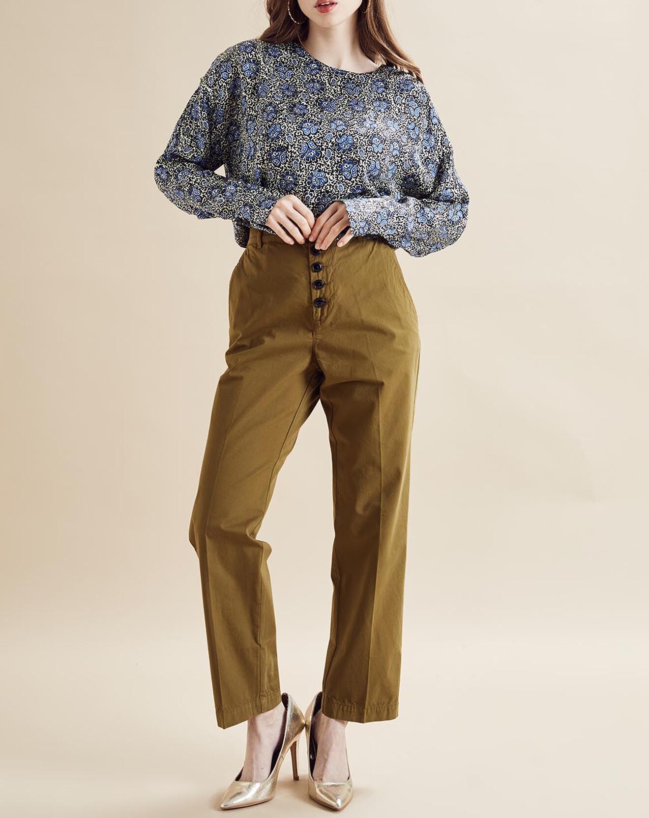 Chloé Stora Blouse Aima imprimée noir/bleu/écru