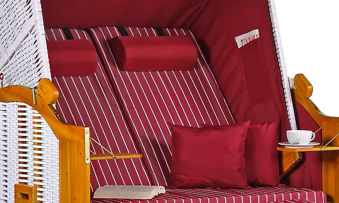 Baltic PE strandstoel, wit met Royal Red design