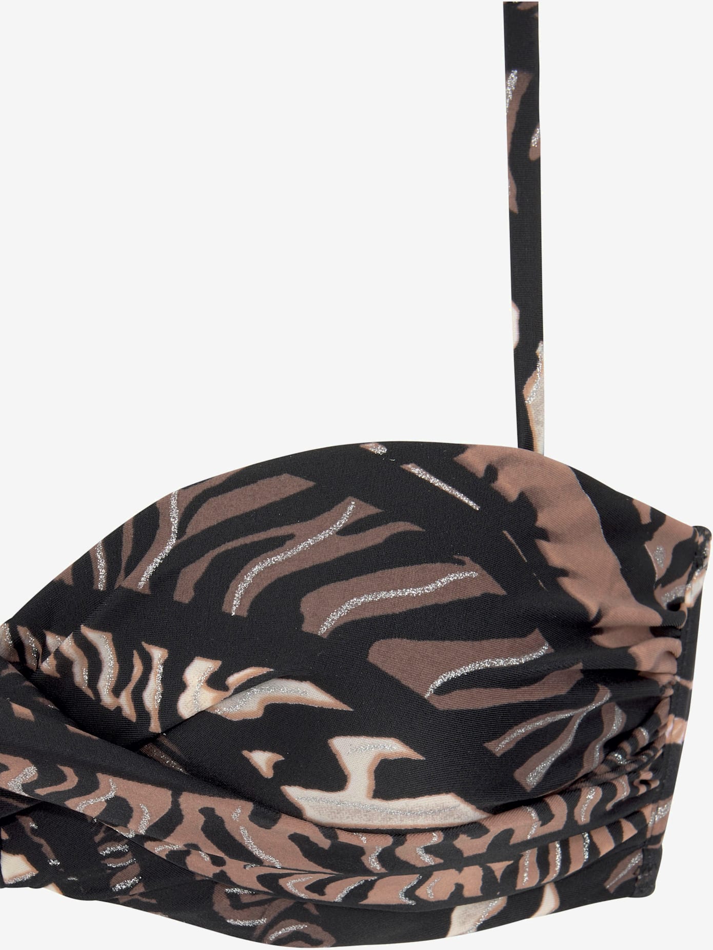 Maillot de bain bandeau à armatures imprimé, effet de couleur différent pour chaque pièce