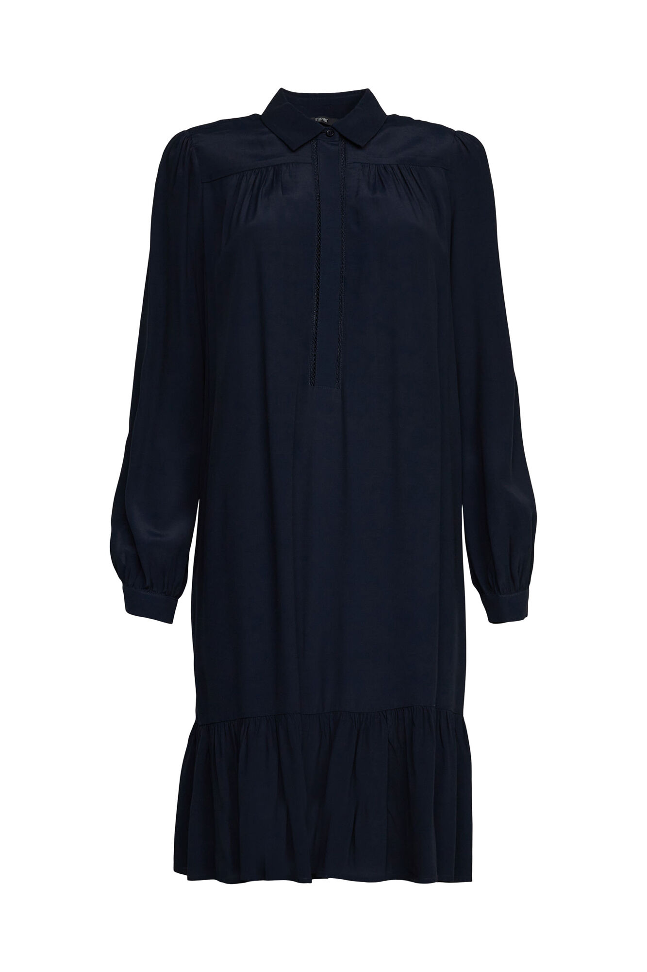 Vestido midi de gola camisa em viscose ECOVERO™ - Azul marinho