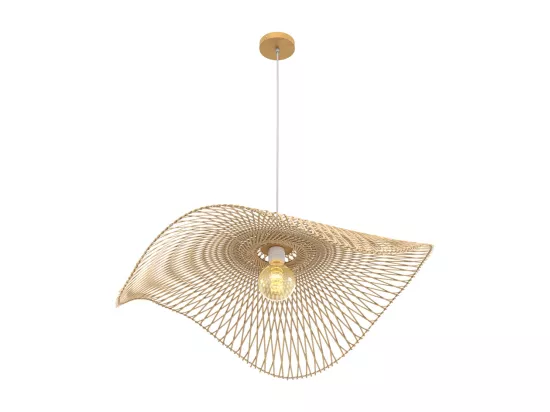 Suspension D75 cm en bambou avec fil blanc - Jipi