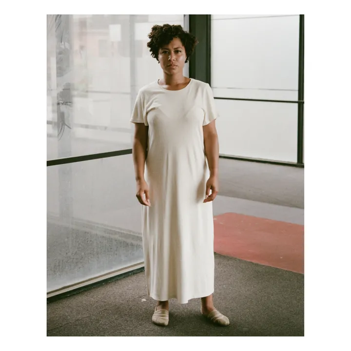 Baserange Robe T-Shirt Soie Sauvage | Ecru