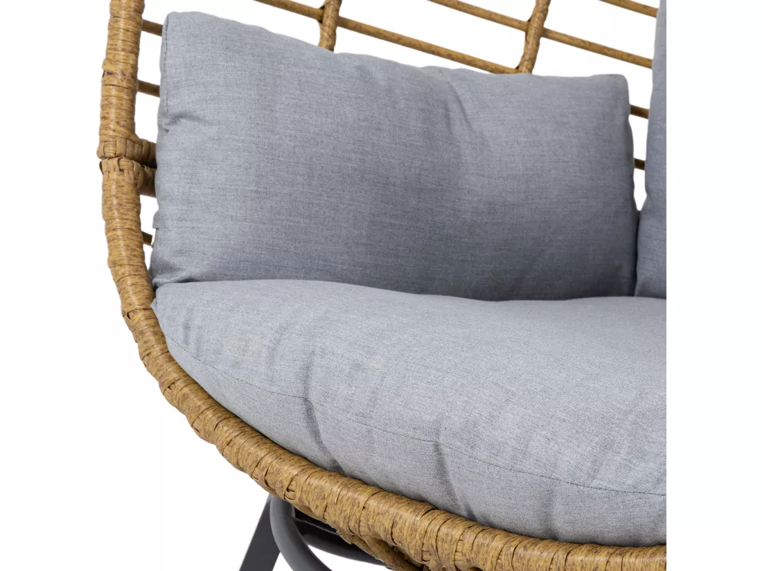 Fauteuil oeuf inclinable en résine tressée - Gris naturel - YOGI - YOGI