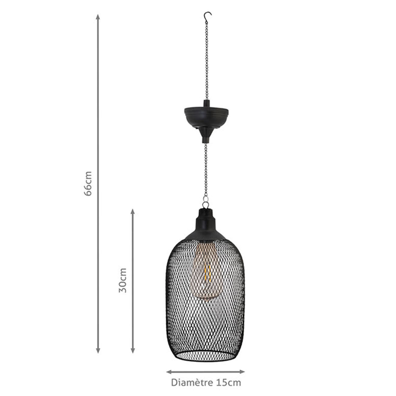 Pratik Garden Lampe solaire filaire noire - 15x15x30 cm