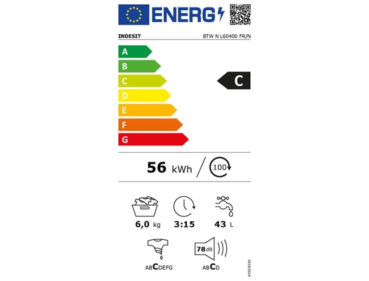 INDESIT - Lave linge Top BTWNL60400FR/N