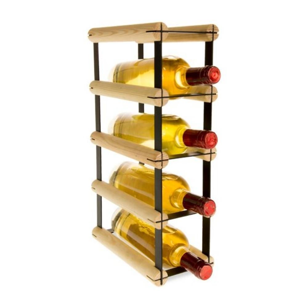 PROREGAL Modulair Wijnrek Vinotega Mod Metaal HxBxD 42,5 x 12,5 x 24,5 cm 1 x 4 Flessen Massief grenenhout Natuurlijk
