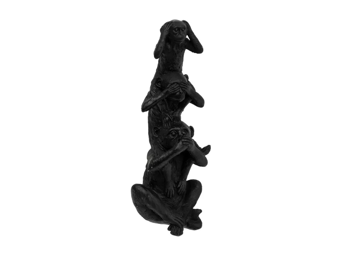 Objet déco 3 Singes de la Sagesse superposés en résine H 24.5 cm