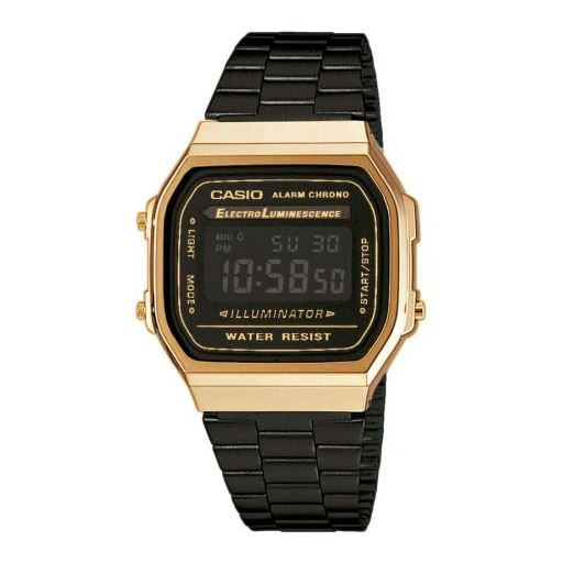Casio Vintage A168WEGB-1BEF Digitalur, Black/Gold, 35 mm