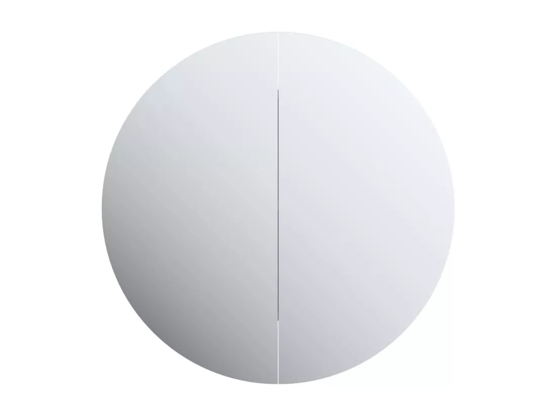 Armoire de salle de bain miroir rond et LED Noir 54x54x17,5 cm