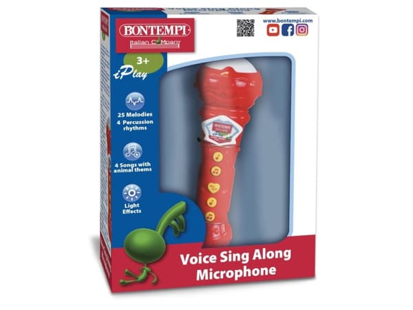 Bontempi Voice Sing-along Microphone, Mikrofon til lek og moro, 3 år, AAA, Flerfarget