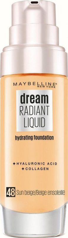 Maybelline New York - Dream Radiant Liquid - 48 Sun Beige - Foundation Geschikt voor de Droge Huid met Hyaluronzuur - 30 ml
