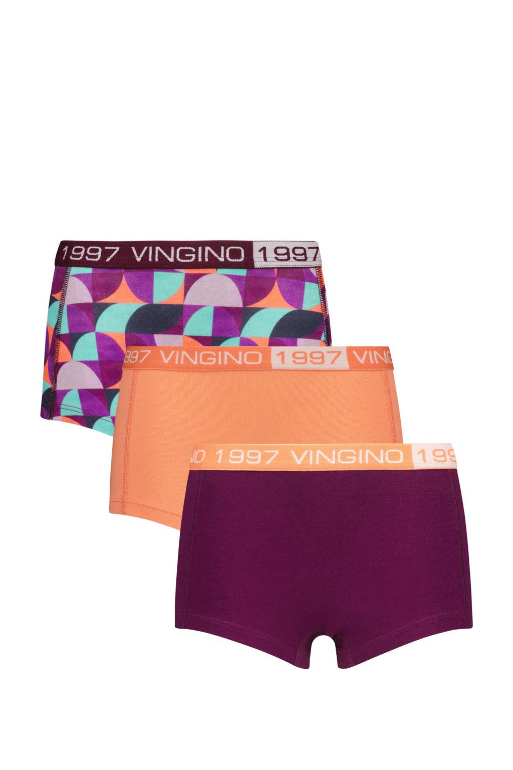 short Graphic - set van 3 paars/oranje/blauw