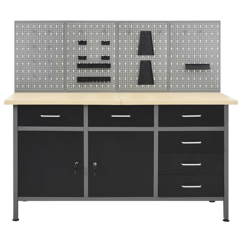 vidaXL Werktafel met 4 Wandpanelen