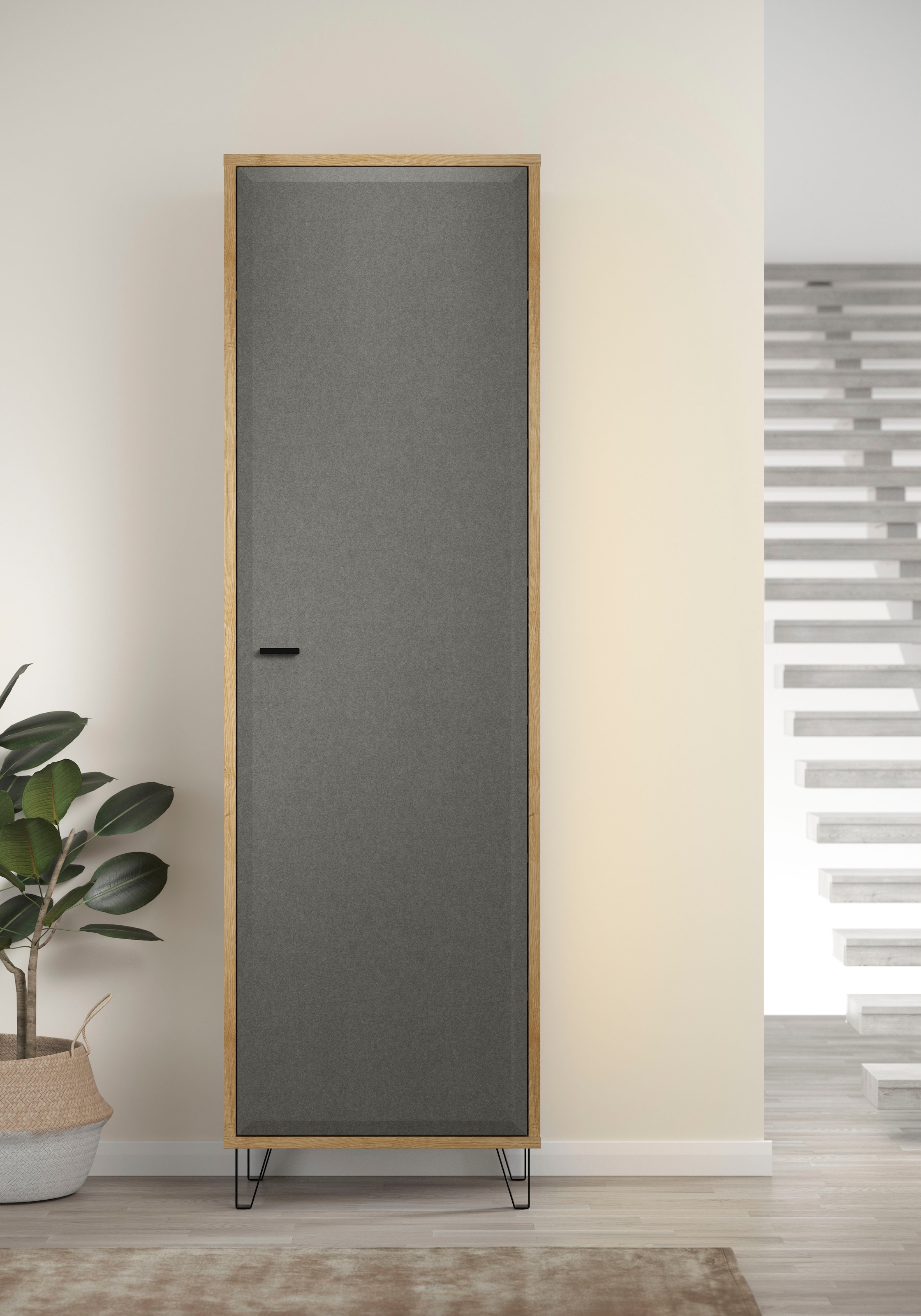 PLACES OF STYLE Garderobenschrank »Belva« 1 Stk. tlg. Flurschrank mit 5 verstellbaren Böden und ausziehbarer Kleiderstange