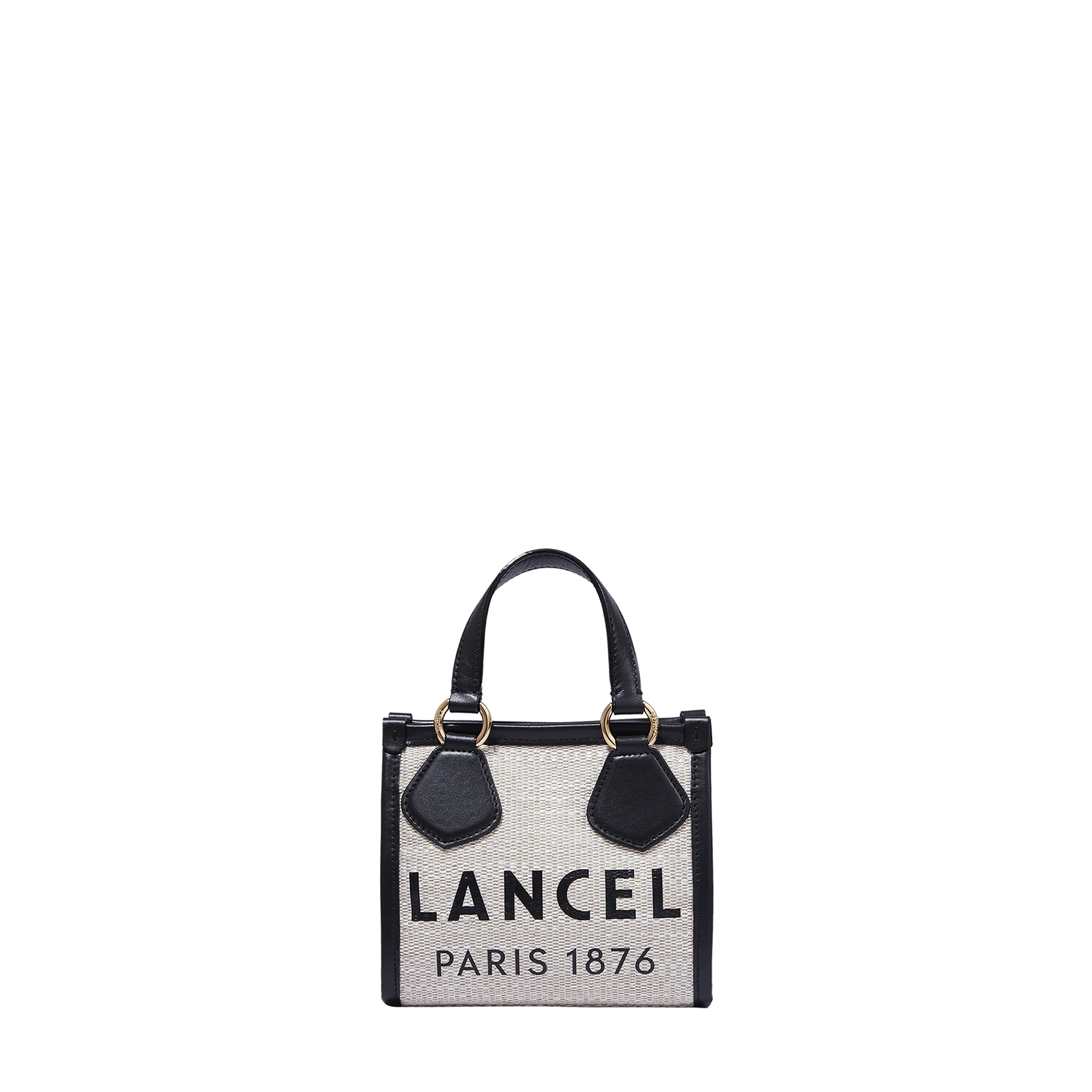 Zipped mini tote Summer tote-Naturel/Noir