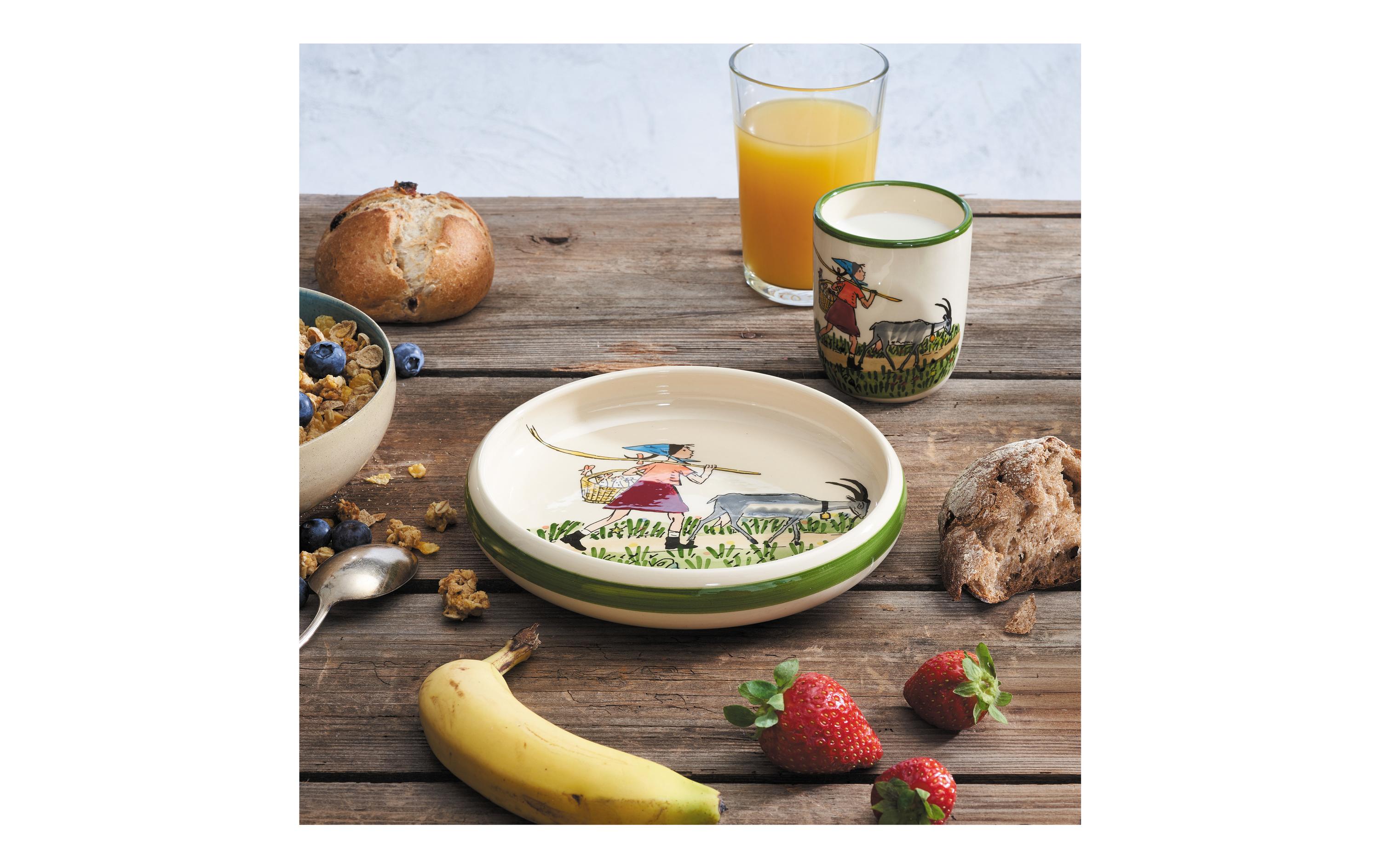 Kindergeschirrset Flurina mit Geiss, 2-teilig, Grün/WeissGeschirrset für Kinder