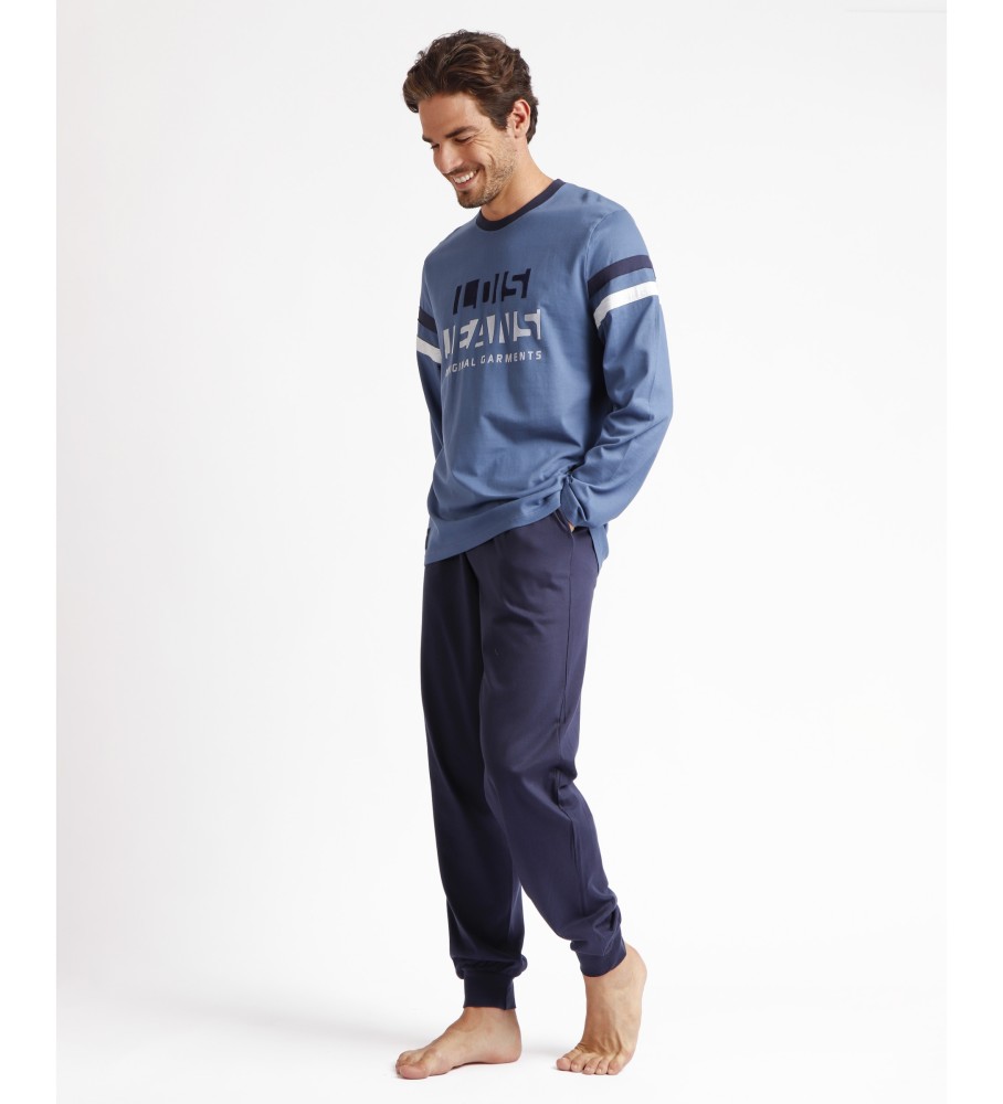 Lois Pijama Manga Larga Moldura azul