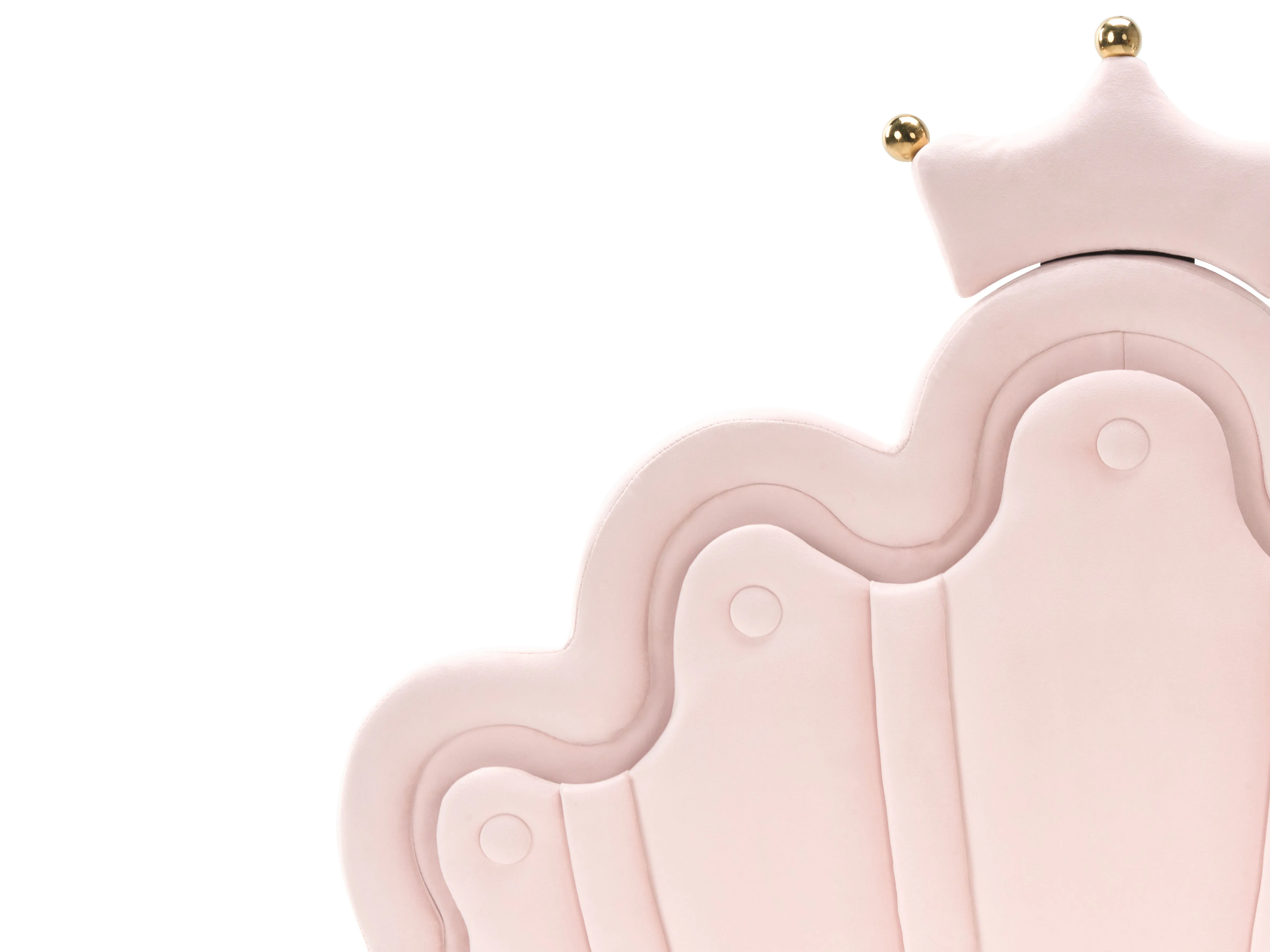 Kinderbed Kroon Fluweel RUBIAN 90 x 200 cm met LED-verlichting Roze